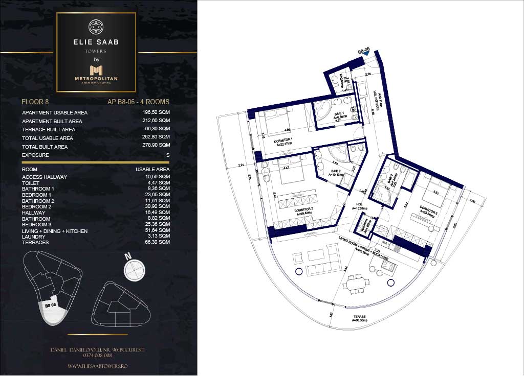 Turnul B - etaj 08, apartament B8-06- Elie Saab Towers - Apartamente de lux în nordul Bucureștiului, aproape de tot ce contează.