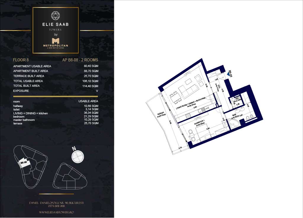 Turnul B - etaj 08, apartament B8-08- Elie Saab Towers - Apartamente de lux în nordul Bucureștiului, aproape de tot ce contează.