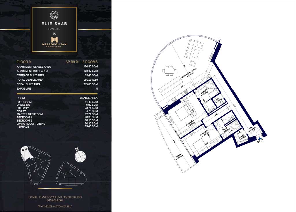 Turnul B - etaj 09, apartament B9-01- Elie Saab Towers - Apartamente de lux în nordul Bucureștiului, aproape de tot ce contează.
