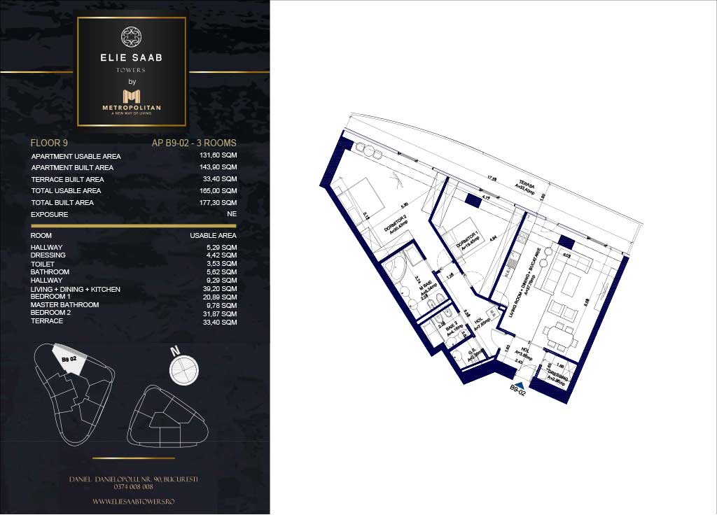 Turnul B - etaj 09, apartament B9-02- Elie Saab Towers - Apartamente de lux în nordul Bucureștiului, aproape de tot ce contează.
