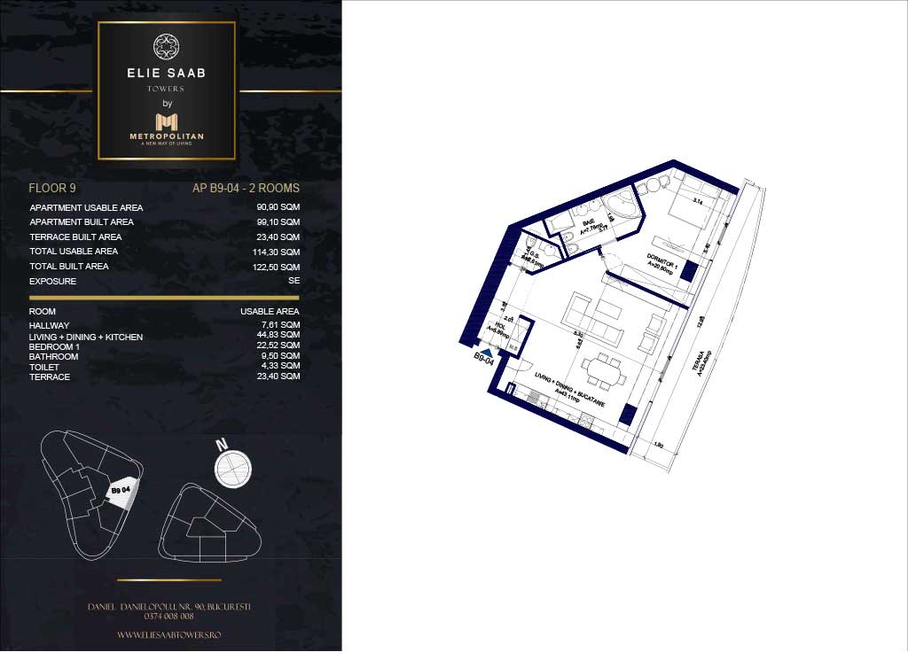 Turnul B - etaj 09, apartament B9-04- Elie Saab Towers - Apartamente de lux în nordul Bucureștiului, aproape de tot ce contează.