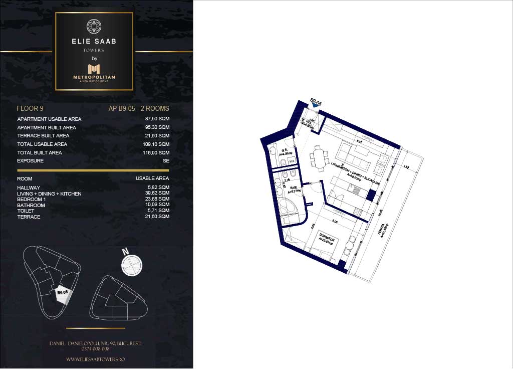 Turnul B - etaj 09, apartament B9-05- Elie Saab Towers - Apartamente de lux în nordul Bucureștiului, aproape de tot ce contează.