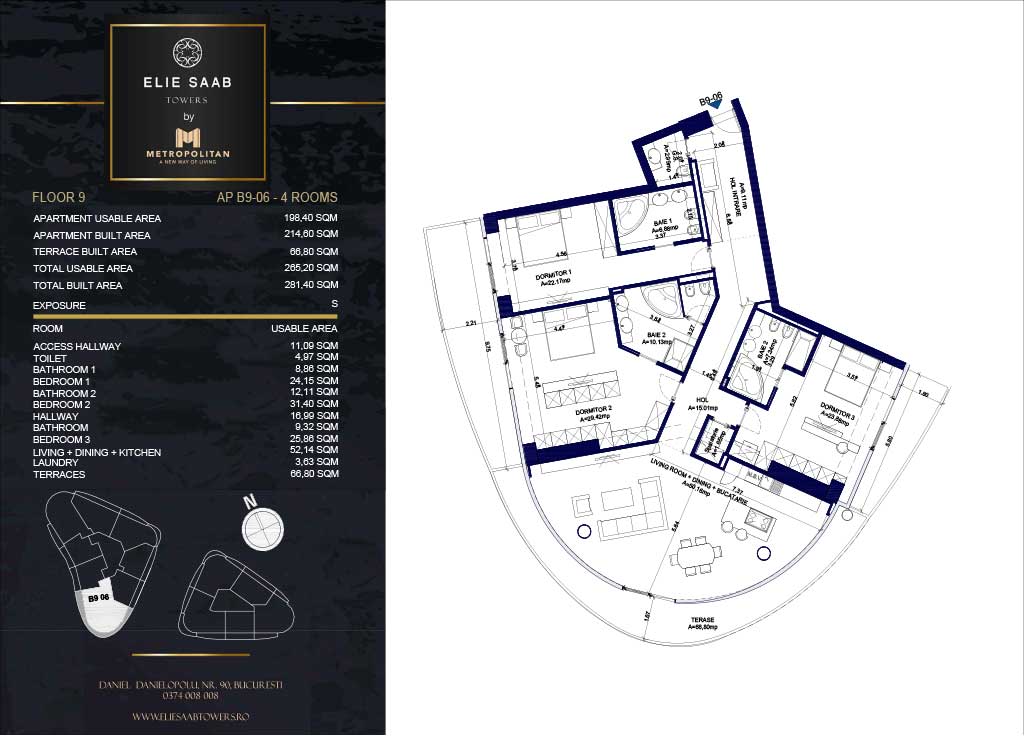 Turnul B - etaj 09, apartament B9-06- Elie Saab Towers - Apartamente de lux în nordul Bucureștiului, aproape de tot ce contează.