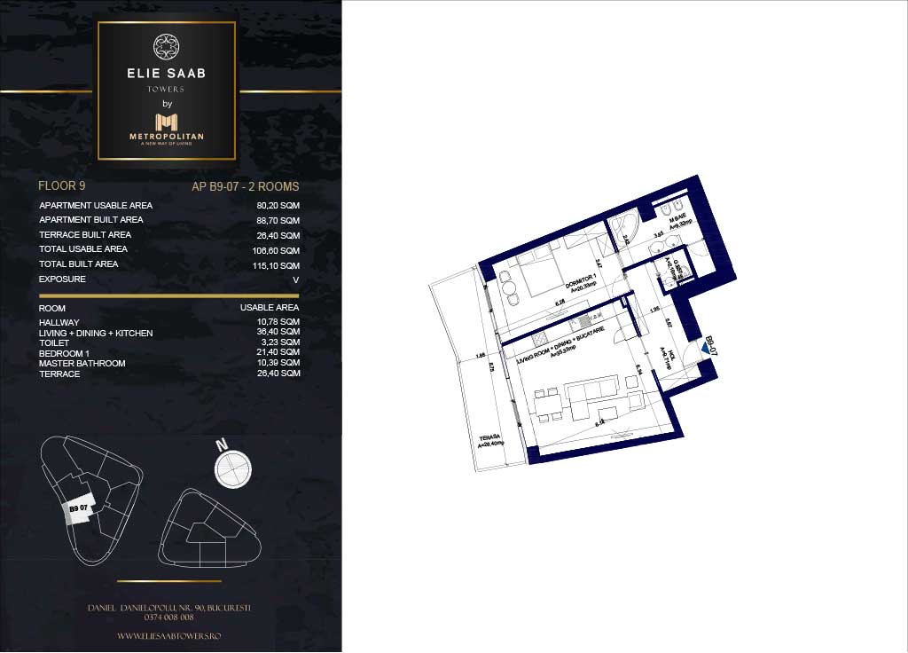 Turnul B - etaj 09, apartament B9-07- Elie Saab Towers - Apartamente de lux în nordul Bucureștiului, aproape de tot ce contează.