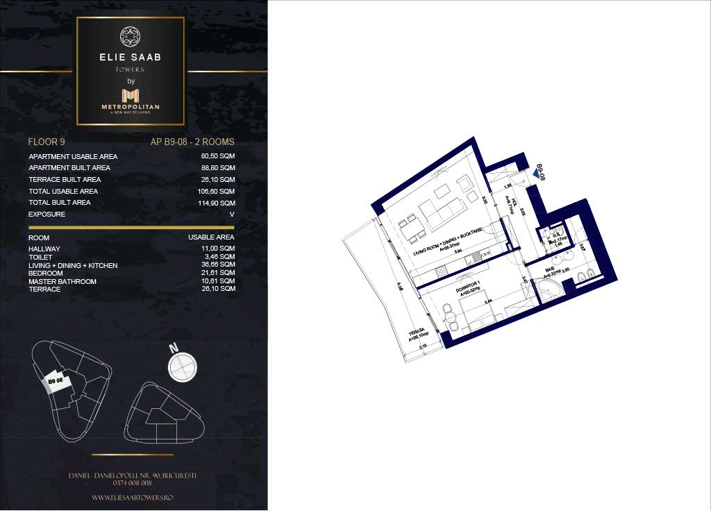 Turnul B - etaj 09, apartament B9-08- Elie Saab Towers - Apartamente de lux în nordul Bucureștiului, aproape de tot ce contează.