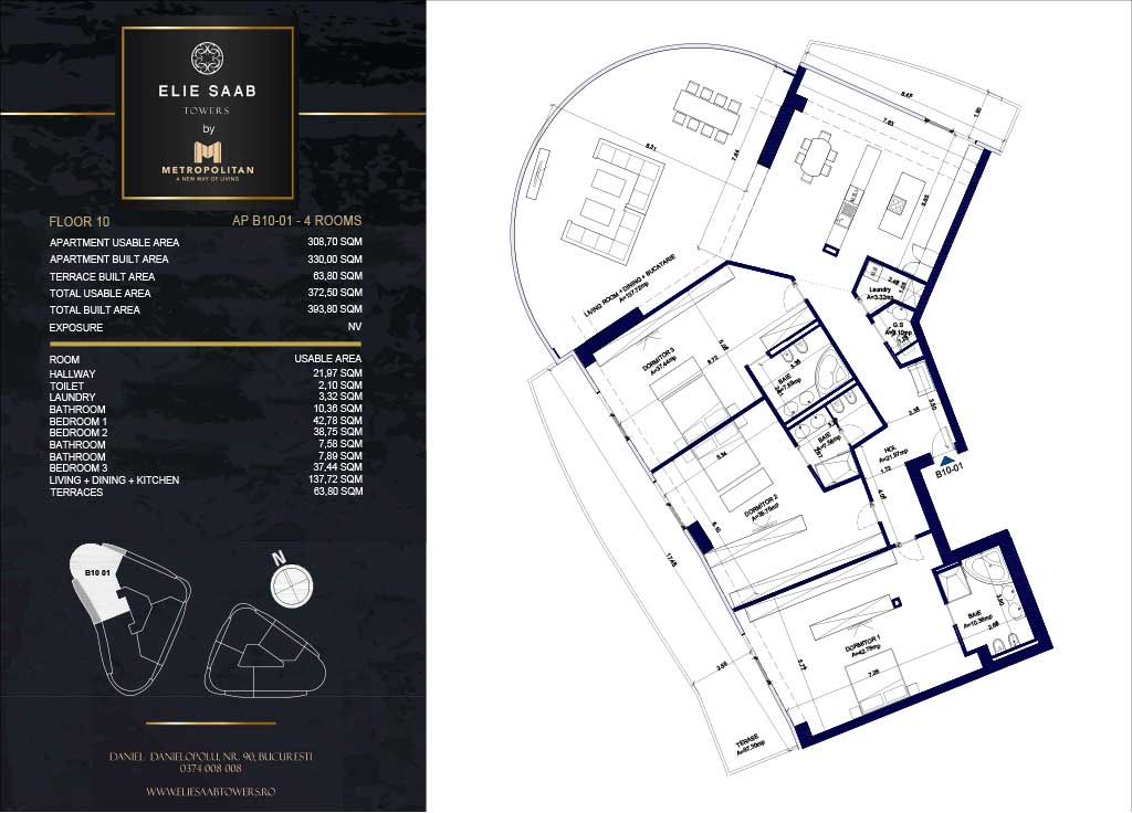Turnul B - etaj 010, apartament B10-01- Elie Saab Towers - Apartamente de lux în nordul Bucureștiului, aproape de tot ce contează.