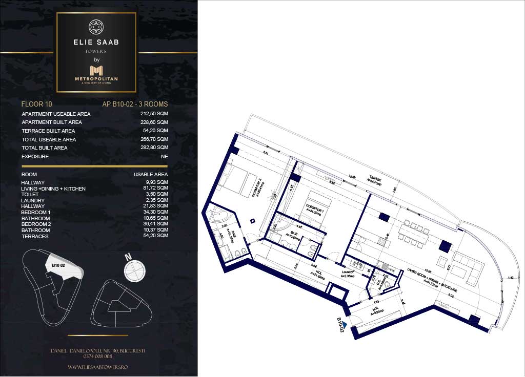 Turnul B - etaj 010, apartament B10-02- Elie Saab Towers - Apartamente de lux în nordul Bucureștiului, aproape de tot ce contează.
