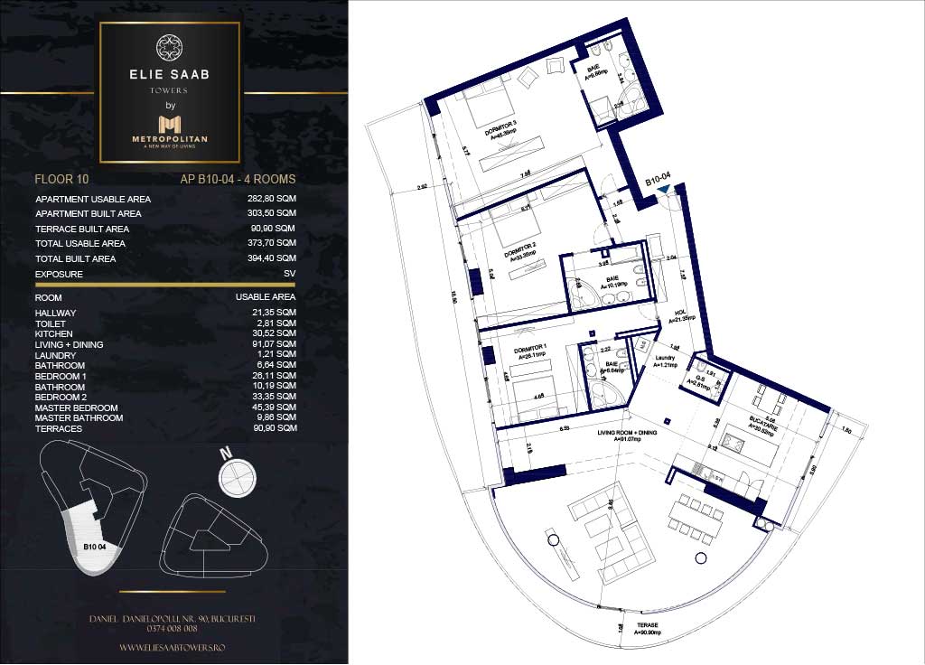 Turnul B - etaj 010, apartament B10-04- Elie Saab Towers - Apartamente de lux în nordul Bucureștiului, aproape de tot ce contează.