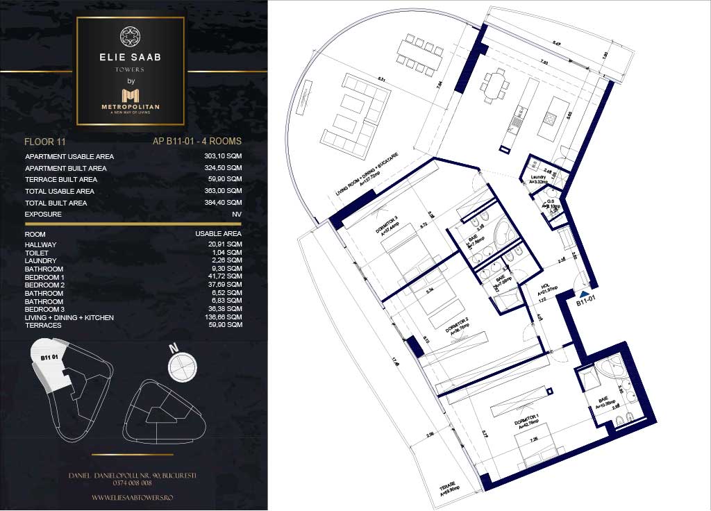 Turnul B - etaj 11, apartament B11-01- Elie Saab Towers - Apartamente de lux în nordul Bucureștiului, aproape de tot ce contează.