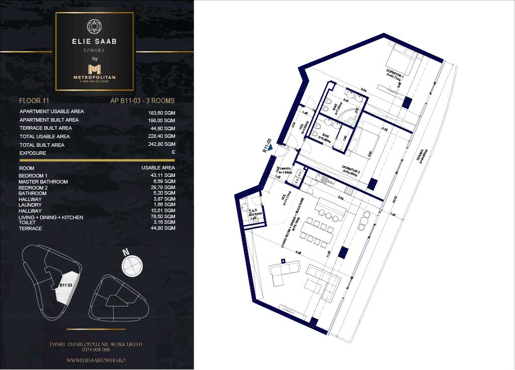 Turnul B - etaj 11, apartament B11-03- Elie Saab Towers - Apartamente de lux în nordul Bucureștiului, aproape de tot ce contează.