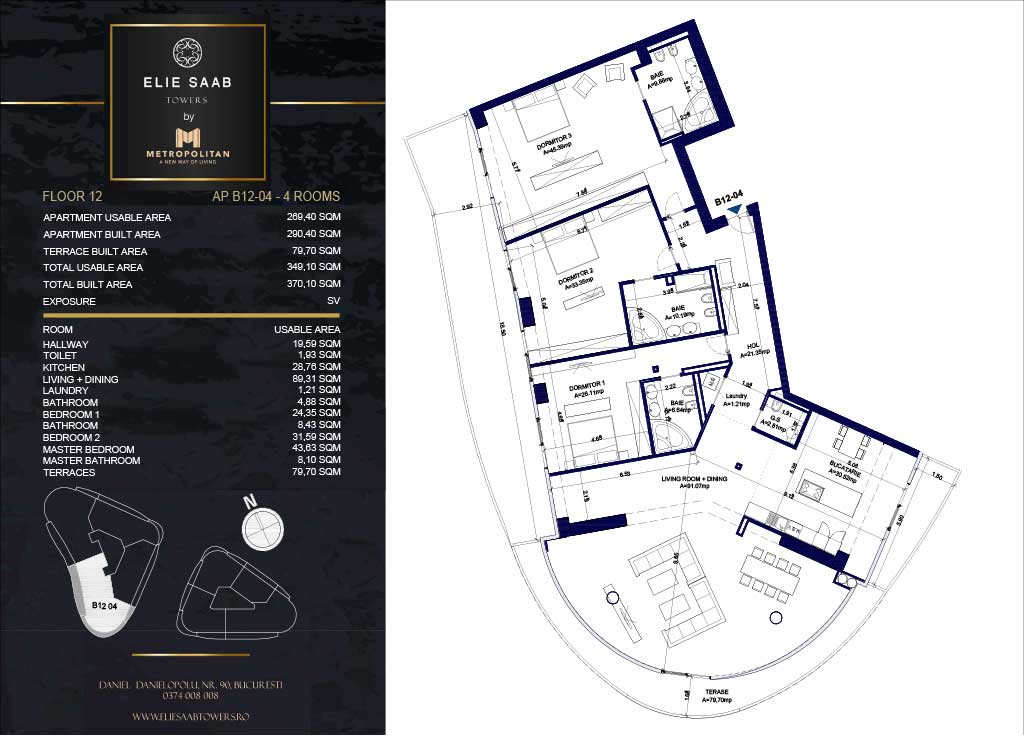 Turnul B - etaj 12, apartament B12-04- Elie Saab Towers - Apartamente de lux în nordul Bucureștiului, aproape de tot ce contează.